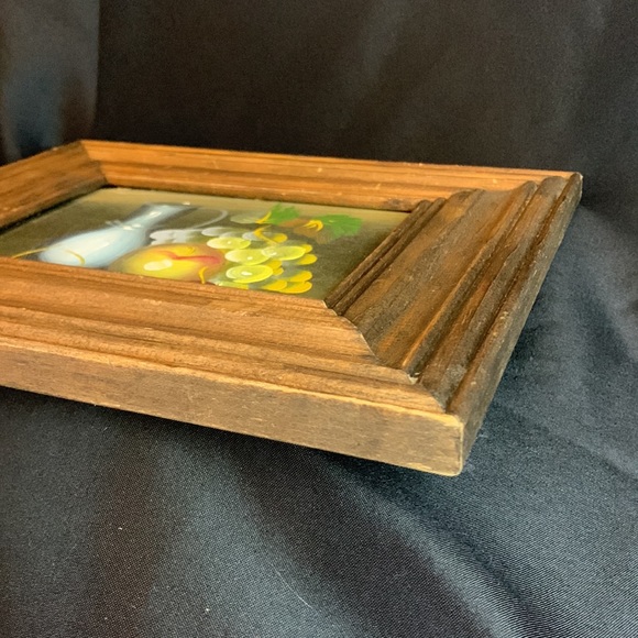 Vintage acrylic / oil painting - fruit and pitcher on wood - Picture 9 of 9